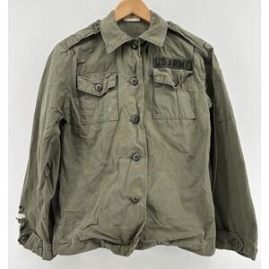 US Army Coat Cotton Green Poplin Utility 107 Vietnam Womens Shirt Fatigue OG-107